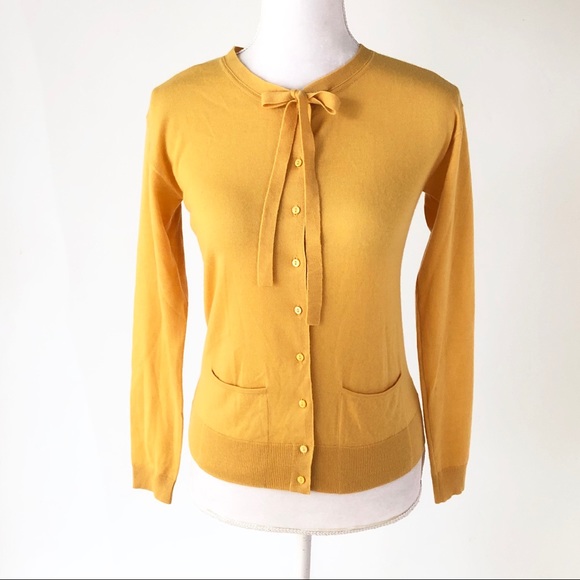 Sutton Cashmere Sweaters - NWT Sutton Cashmere yellow tie sweater cardigan XS